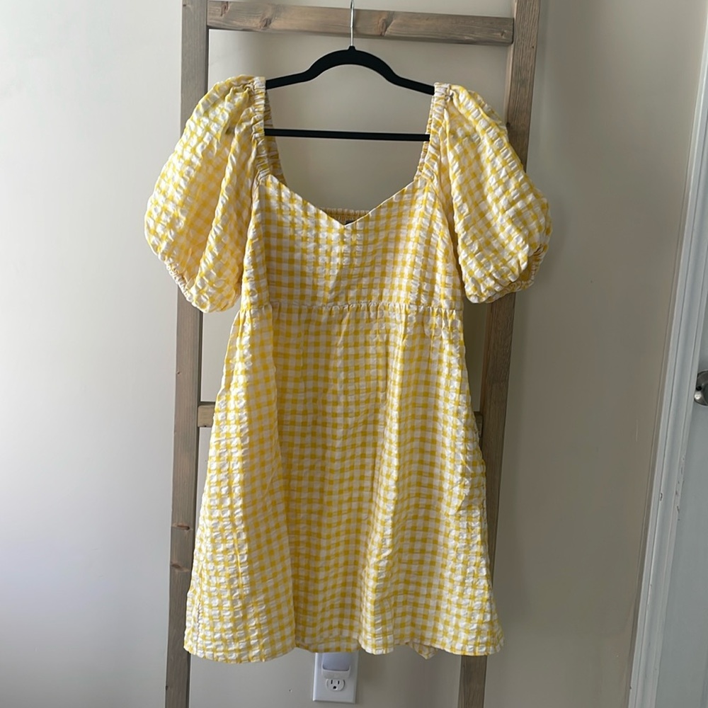 Old Navy Yellow and White Gingham Dress